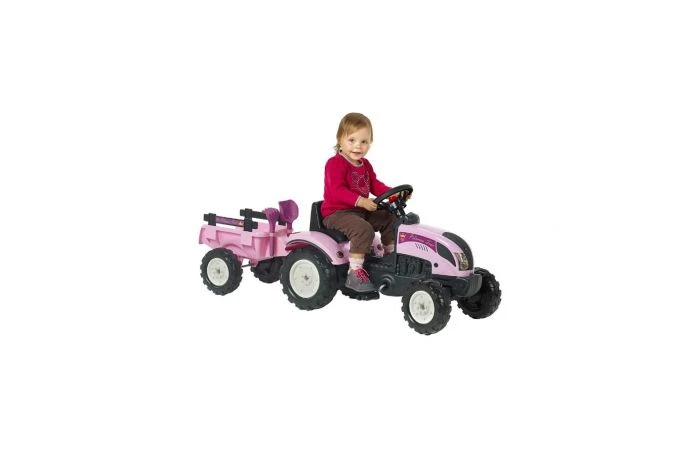 Falk Traptractor Princess Trac Roze Met Aanhanger 3 Falk Traptractor Princess Trac Roze Met Aanhanger