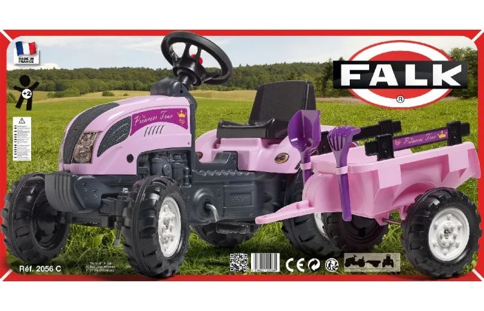 Falk Traptractor Princess Trac Roze Met Aanhanger 4 Falk Traptractor Princess Trac Roze Met Aanhanger - Afbeelding 2