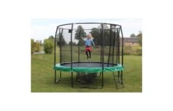 EXIT JumpArena Trampoline 427cm Met Ladder En Schoenenzak - Groen/grijs -Buitenspeelgoed Winkel 10 91 14 02 exit jumparena trampoline o427cm met ladder en schoenenzak groen grijs 6