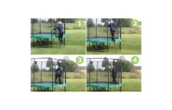 EXIT JumpArena Trampoline 427cm Met Ladder En Schoenenzak - Groen/grijs -Buitenspeelgoed Winkel 10 91 14 02 exit jumparena trampoline o427cm met ladder en schoenenzak groen grijs 7