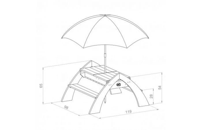 Axi Delta Zand & Water Picknicktafel Grijs/wit - Parasol Blauw 5 Axi Delta Zand & Water Picknicktafel Grijs/wit - Parasol Blauw - Afbeelding 3
