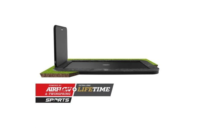 BERG Ultim Elite FlatGround Trampoline Sports 500x300 Grijs + AeroWall 3 BERG Ultim Elite FlatGround Trampoline Sports 500x300 Grijs + AeroWall