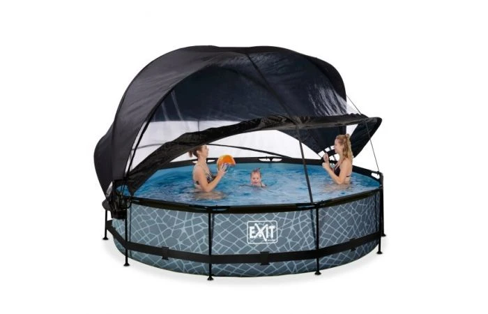 EXIT Zwembad ø360x76cm Met Overkapping, Schaduwdoek En Filterpomp 4 EXIT Zwembad ø360x76cm Met Overkapping, Schaduwdoek En Filterpomp - Afbeelding 2