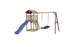 Beach Tower Speeltoren Met Roxy Nestschommel Bruin - Blauwe Glijbaan