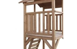 Beach Tower Speeltoren Met Roxy Nestschommel Bruin - Blauwe Glijbaan -Buitenspeelgoed Winkel 23 7