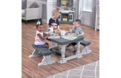 Step2 Step 2 Boerderijstijl Tafel & Banken Picknick Set Grijs 3-delig 13 Step2 Step 2 Boerderijstijl Tafel & Banken Picknick Set Grijs 3-delig -Buitenspeelgoed Winkel 3 piece farmhouse table bench set 3