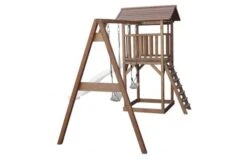 Beach Tower Speeltoren Met Dubbele Schommel Bruin Witte Glijbaan -Buitenspeelgoed Winkel 54 2 1