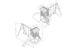 Beach Tower Speeltoren Met Dubbele Schommel Bruin Witte Glijbaan -Buitenspeelgoed Winkel 55 2 1