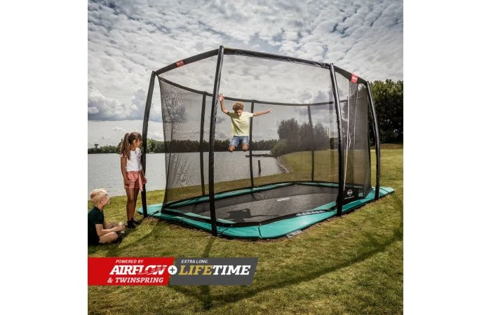 BERG Ultim Champion FlatGround 410x250 Grijs + Veiligheidsnet Deluxe Xl 4 BERG Ultim Champion FlatGround 410x250 Grijs + Veiligheidsnet Deluxe Xl - Afbeelding 2