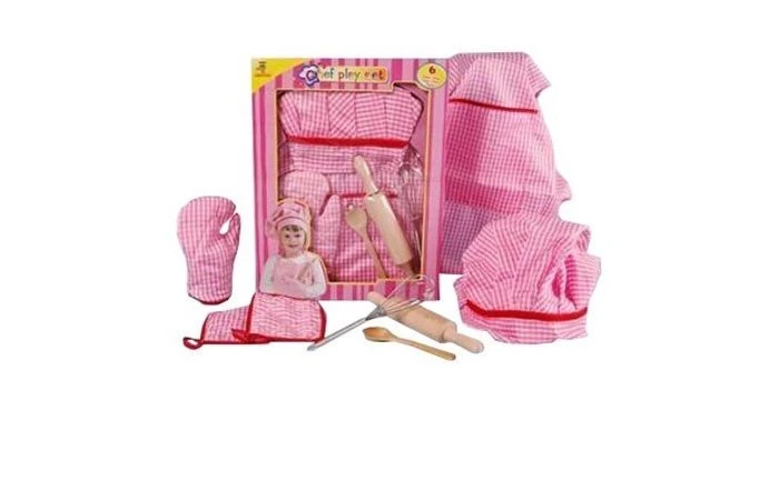 Keukenschort Roze Ruit 6-delig 3 Keukenschort Roze Ruit 6-delig