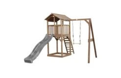 AXI Beach Tower Speeltoren Met Enkele Schommel Bruin 20 AXI Beach Tower Speeltoren Met Enkele Schommel Bruin -Buitenspeelgoed Winkel beach tower speeltoren met enkele schommel bruin grijze glijbaan 1