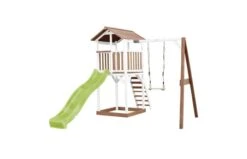AXI Beach Tower Speeltoren Met Enkele Schommel Bruin/wit -Buitenspeelgoed Winkel beach tower speeltoren met enkele schommel bruinwit limoen groene glijbaan 2 1