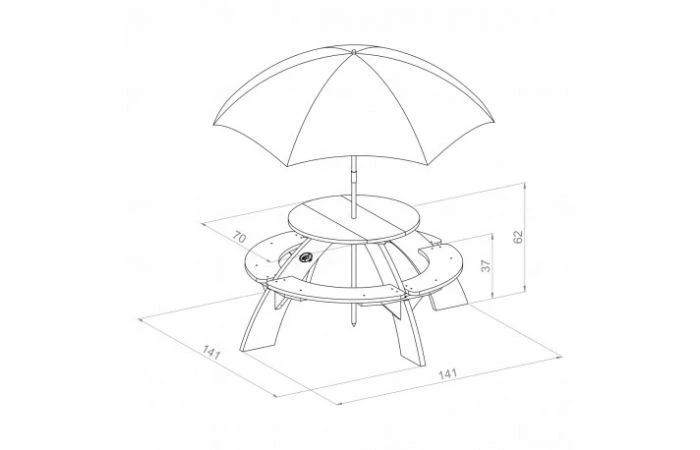 Axi Orion Picknicktafel Met Parasol 4 Axi Orion Picknicktafel Met Parasol - Afbeelding 2