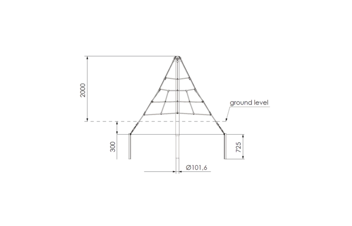 KBT Piramidenet Gewapend Touw - 2.0m - Zwart/Galv/Zwart 4 KBT Piramidenet Gewapend Touw - 2.0m - Zwart/Galv/Zwart - Afbeelding 2