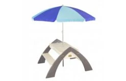 Axi Delta Zand & Water Picknicktafel Grijs/wit - Parasol Blauw