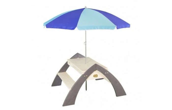 Axi Delta Zand & Water Picknicktafel Grijs/wit - Parasol Blauw 3 Axi Delta Zand & Water Picknicktafel Grijs/wit - Parasol Blauw