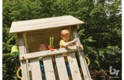 Blue Rabbit Speeltoren Kiosk 150 Cm Hout Pakket -Buitenspeelgoed Winkel kiosk blue rabbit playtower wood slide flag bell telescope 0