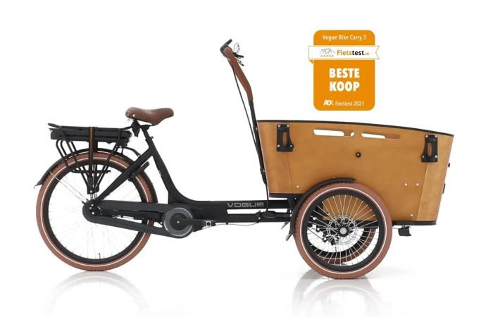 VOGUE Carry 3 Elektrische Bakfiets Zwart/Bruin 3 VOGUE Carry 3 Elektrische Bakfiets Zwart/Bruin
